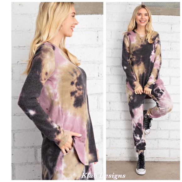 LAST! SOFT RUSTIC TIE DYE FLEECED LOUNGING TOP! - Picture 6 of 7